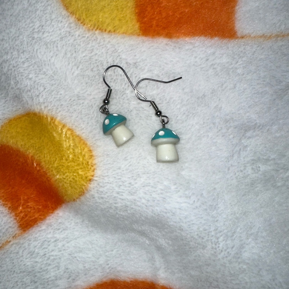 Blue mushroom earrings